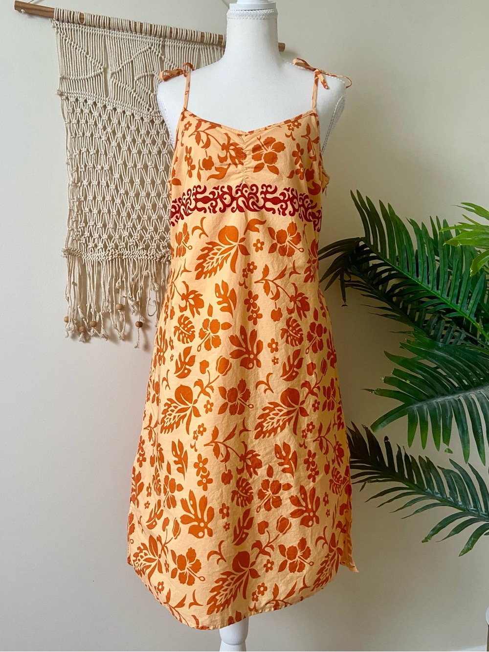 Vintage Y2K American Eagle Tropical Floral Sundress Size 10 100% Cotton